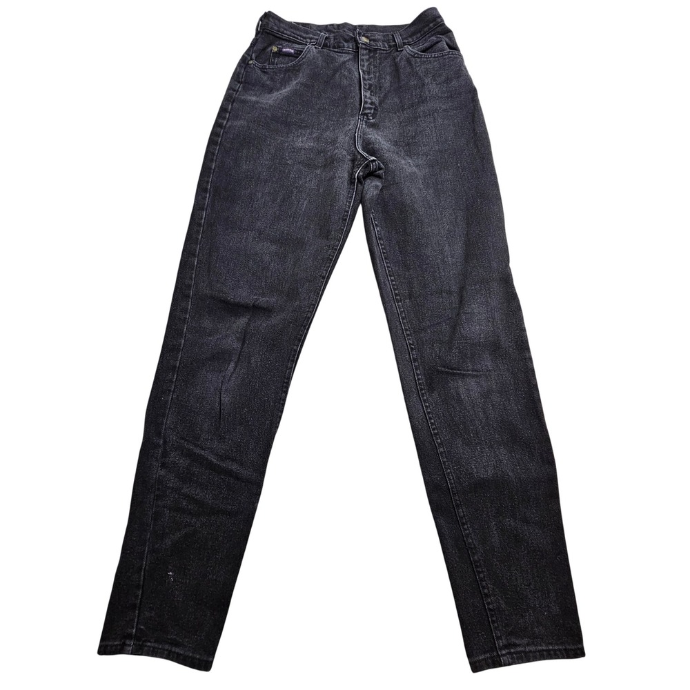 Riders Vintage Jeans Women 12 Long Black Tapered High Rise Made in USA Denim